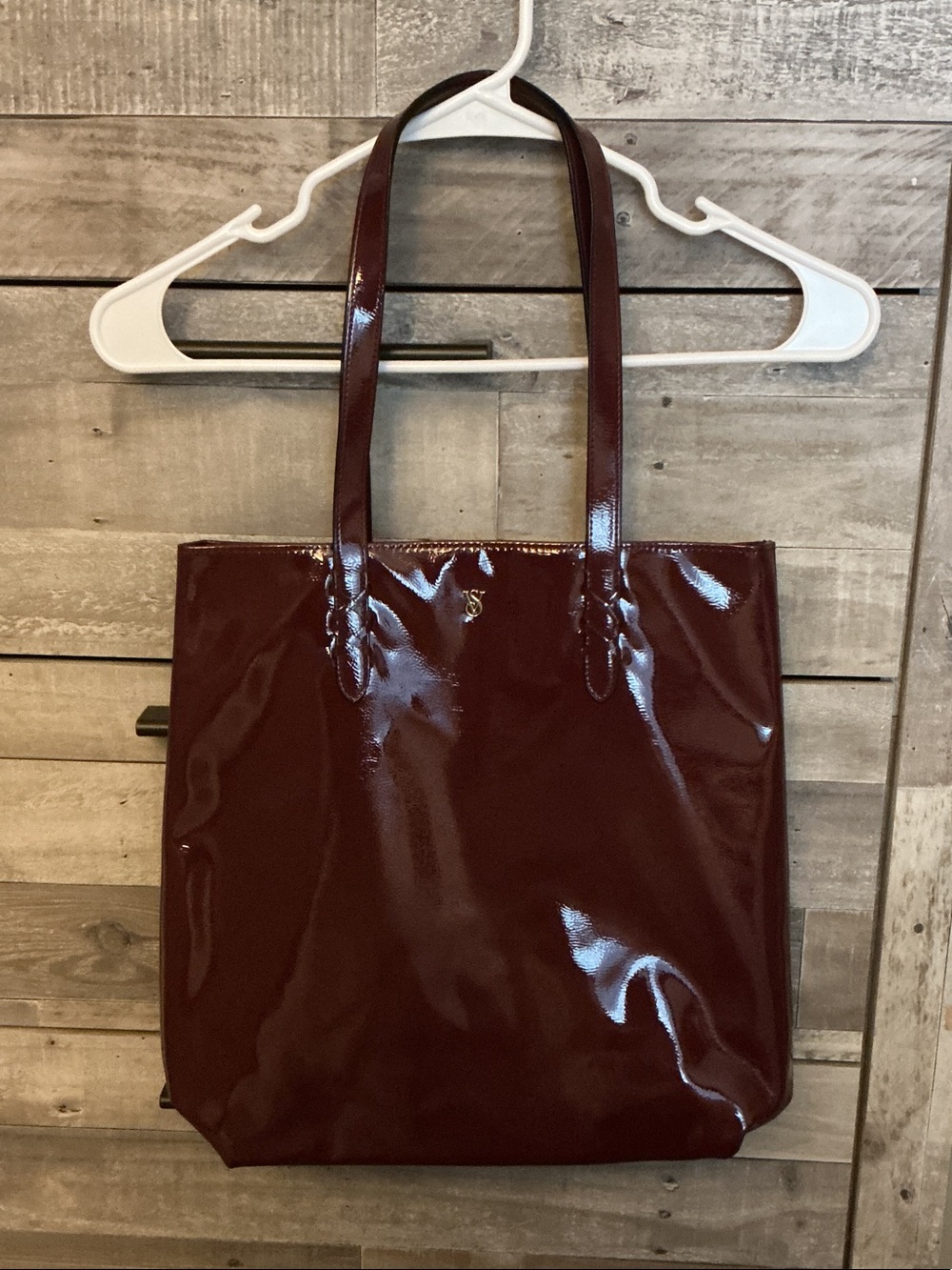 Victoria's Secret Glossy Patent Tote - Wine, Cranberry, Bordeaux